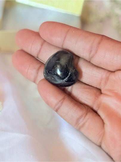 Black Tourmaline Crystal Heart | Protection Grounding Pocket Stone