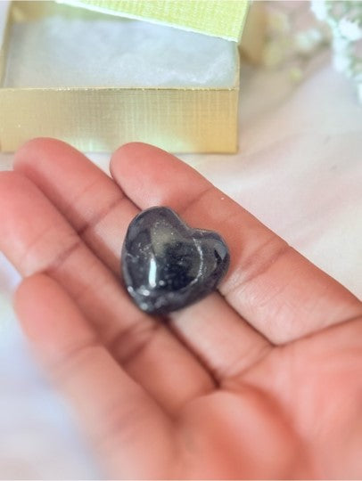 Black Tourmaline Crystal Heart | Protection Grounding Pocket Stone