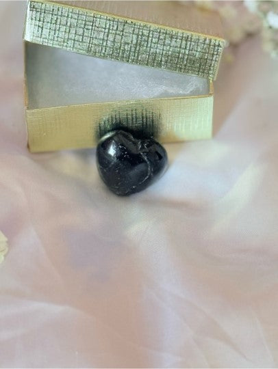 Black Tourmaline Crystal Heart | Protection Grounding Pocket Stone