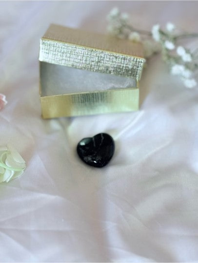 Black Tourmaline Crystal Heart | Protection Grounding Pocket Stone