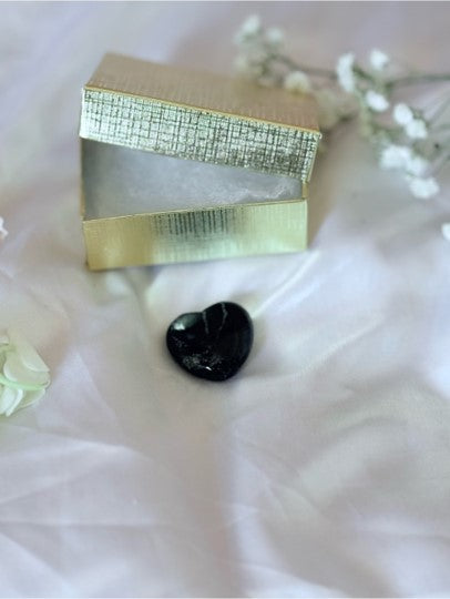 Black Tourmaline Crystal Heart | Protection Grounding Pocket Stone