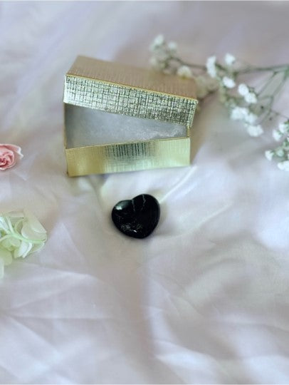 Black Tourmaline Crystal Heart | Protection Grounding Pocket Stone
