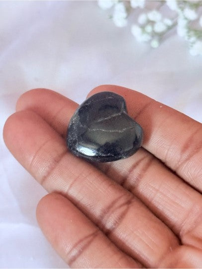 Black Tourmaline Crystal Heart | Protection Grounding Pocket Stone