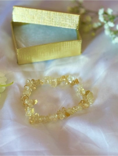 Citrine Crystal Chip Bracelet | Abundance Prosperity Gemstone Jewelry