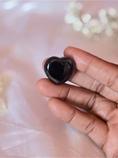 Black Obsidian Crystal Heart | Protection Grounding Pocket Stone