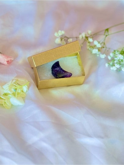 Amethyst Crystal Moon | Purple Crescent Pocket Stone Meditation Gift