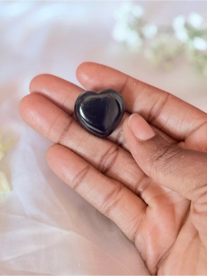 Black Obsidian Crystal Heart | Protection Grounding Pocket Stone