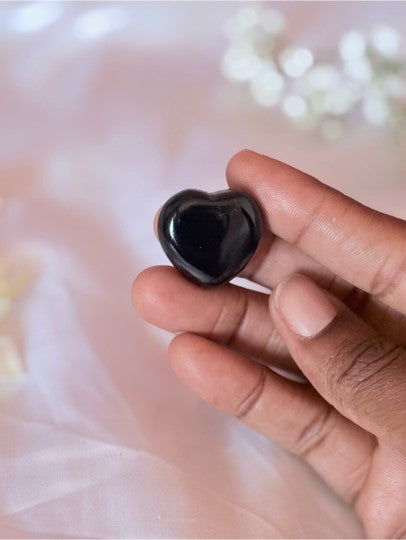 Black Obsidian Crystal Heart | Protection Grounding Pocket Stone