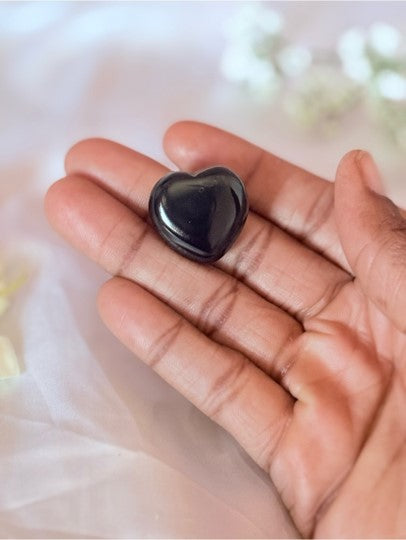 Black Obsidian Crystal Heart | Protection Grounding Pocket Stone