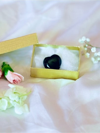 Black Obsidian Crystal Heart | Protection Grounding Pocket Stone