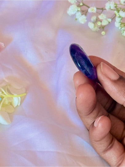 Amethyst Crystal Moon | Purple Crescent Pocket Stone Meditation Gift