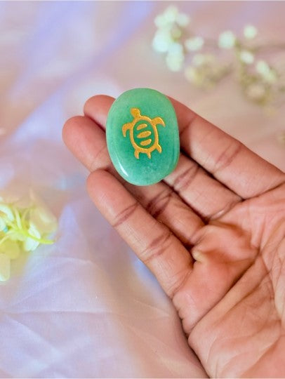 Green Crystal Turtle Totem Stone | Carved Pocket Worry Stone Gift