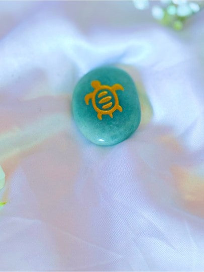 Green Crystal Turtle Totem Stone | Carved Pocket Worry Stone Gift