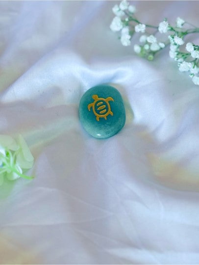 Green Crystal Turtle Totem Stone | Carved Pocket Worry Stone Gift