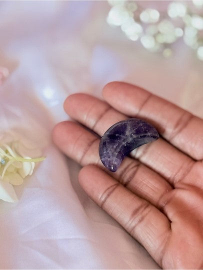 Amethyst Crystal Moon | Purple Crescent Pocket Stone Meditation Gift