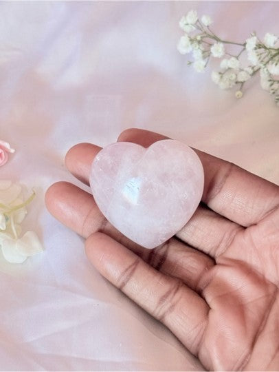 Large Rose Quartz Crystal Heart | Self Love Pink Crystal Palm Stone