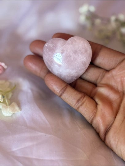 Large Rose Quartz Crystal Heart | Self Love Pink Crystal Palm Stone