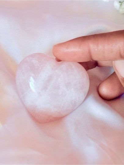 Large Rose Quartz Crystal Heart | Self Love Pink Crystal Palm Stone