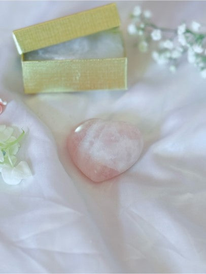 Large Rose Quartz Crystal Heart | Self Love Pink Crystal Palm Stone