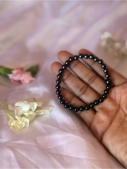 Black Obsidian Crystal Bracelet | Small Bead Protection Gemstone Jewelry