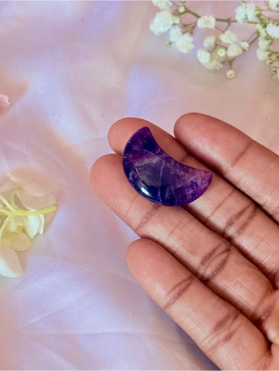 Amethyst Crystal Moon | Purple Crescent Pocket Stone Meditation Gift