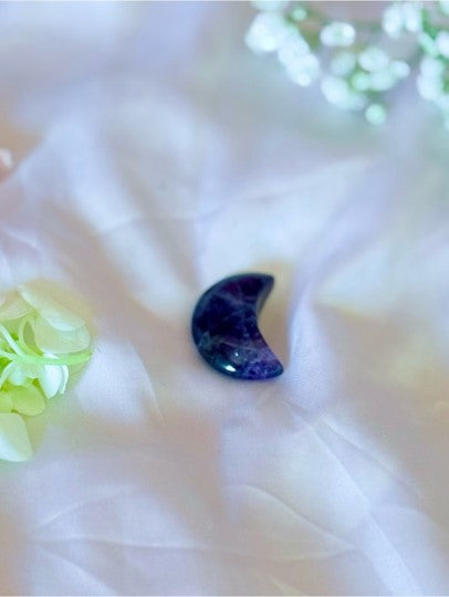 Amethyst Crystal Moon | Purple Crescent Pocket Stone Meditation Gift