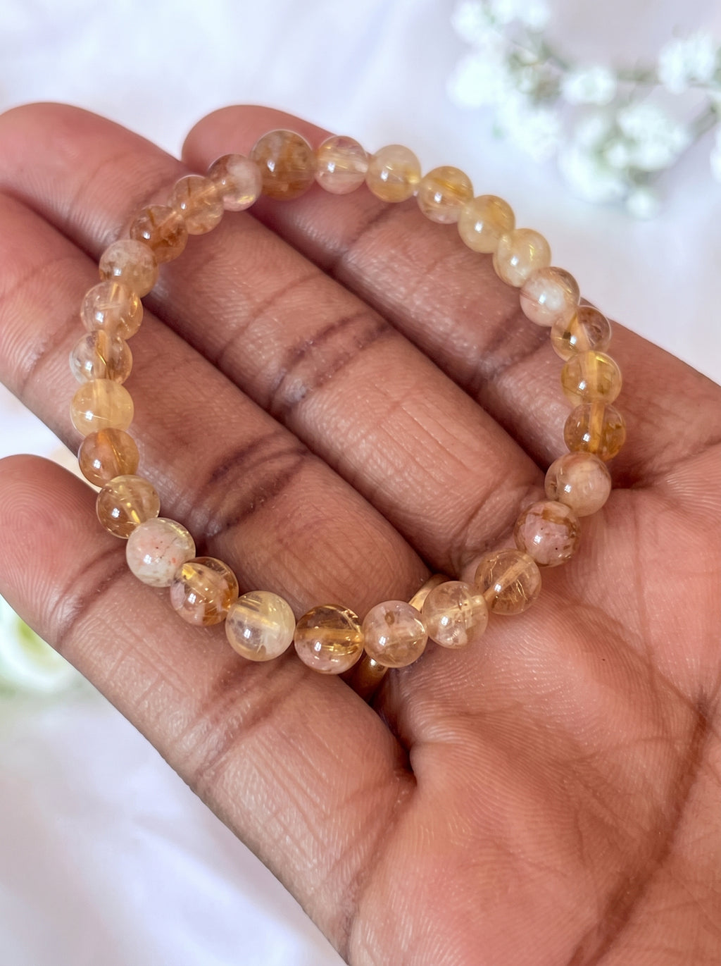 Citrine Crystal Bracelet 6mm, Natural Gemstone, Abundance Jewelry Gift