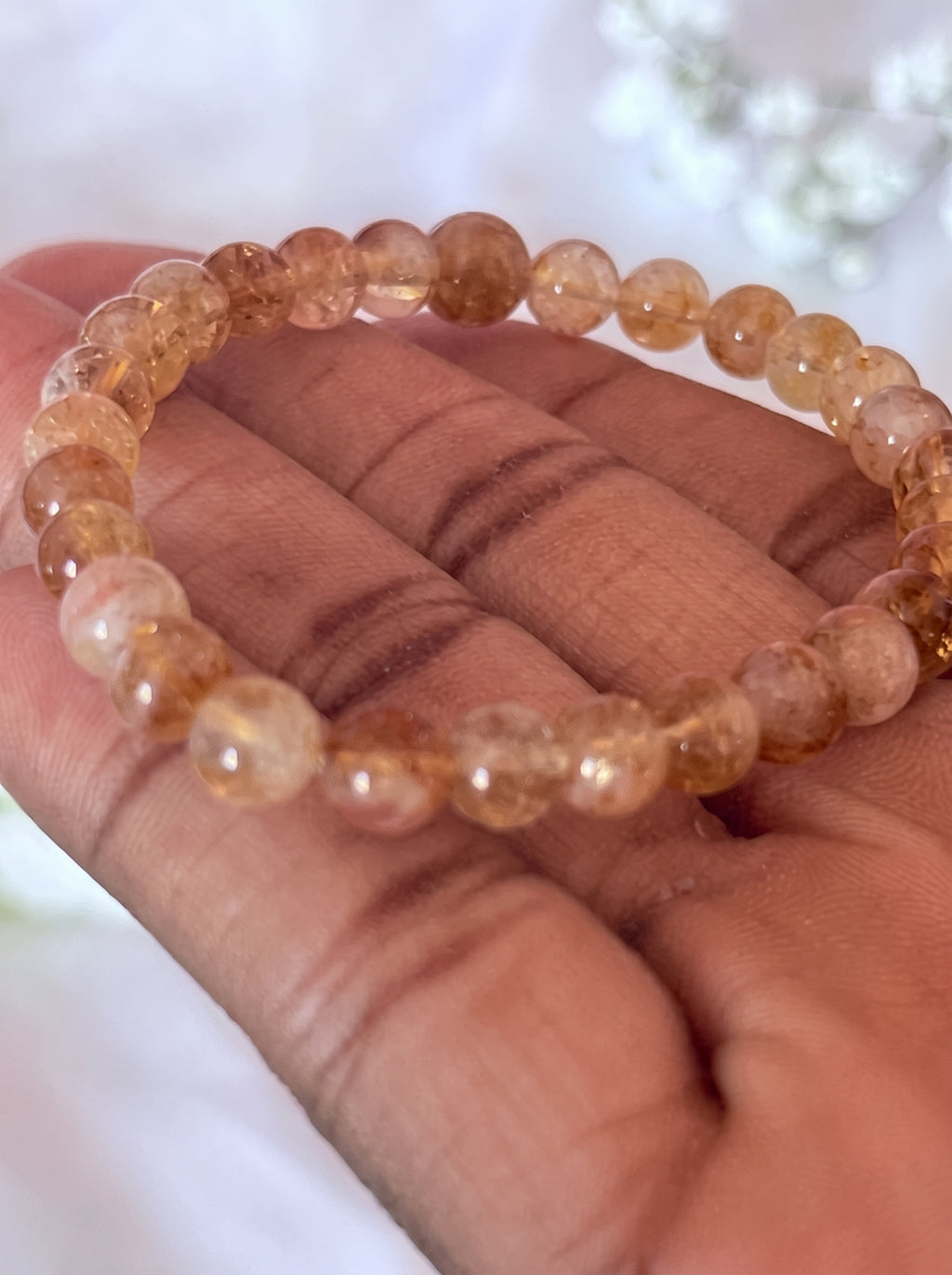 Citrine Crystal Bracelet 6mm, Natural Gemstone, Abundance Jewelry Gift