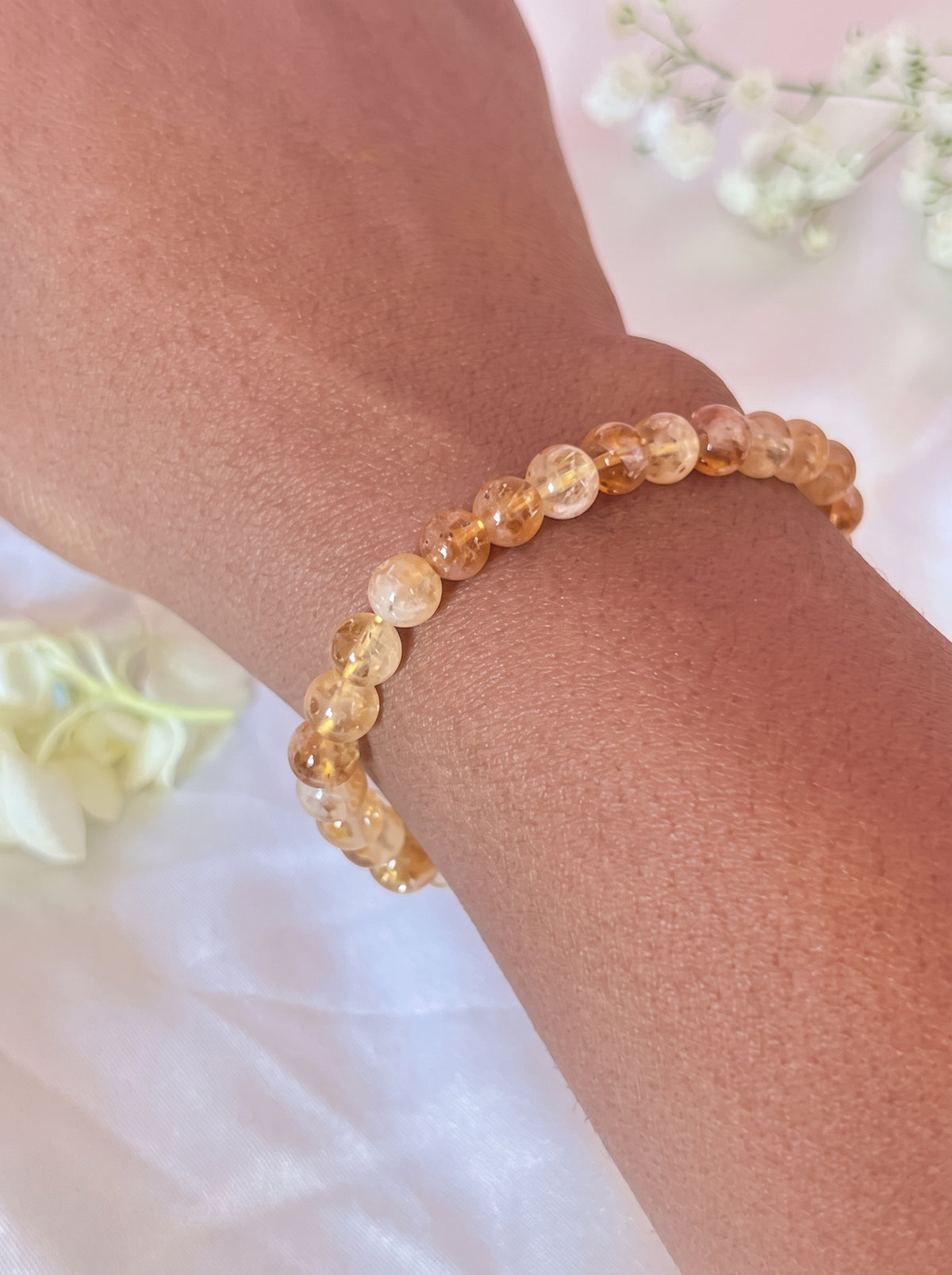 Citrine Crystal Bracelet 6mm, Natural Gemstone, Abundance Jewelry Gift