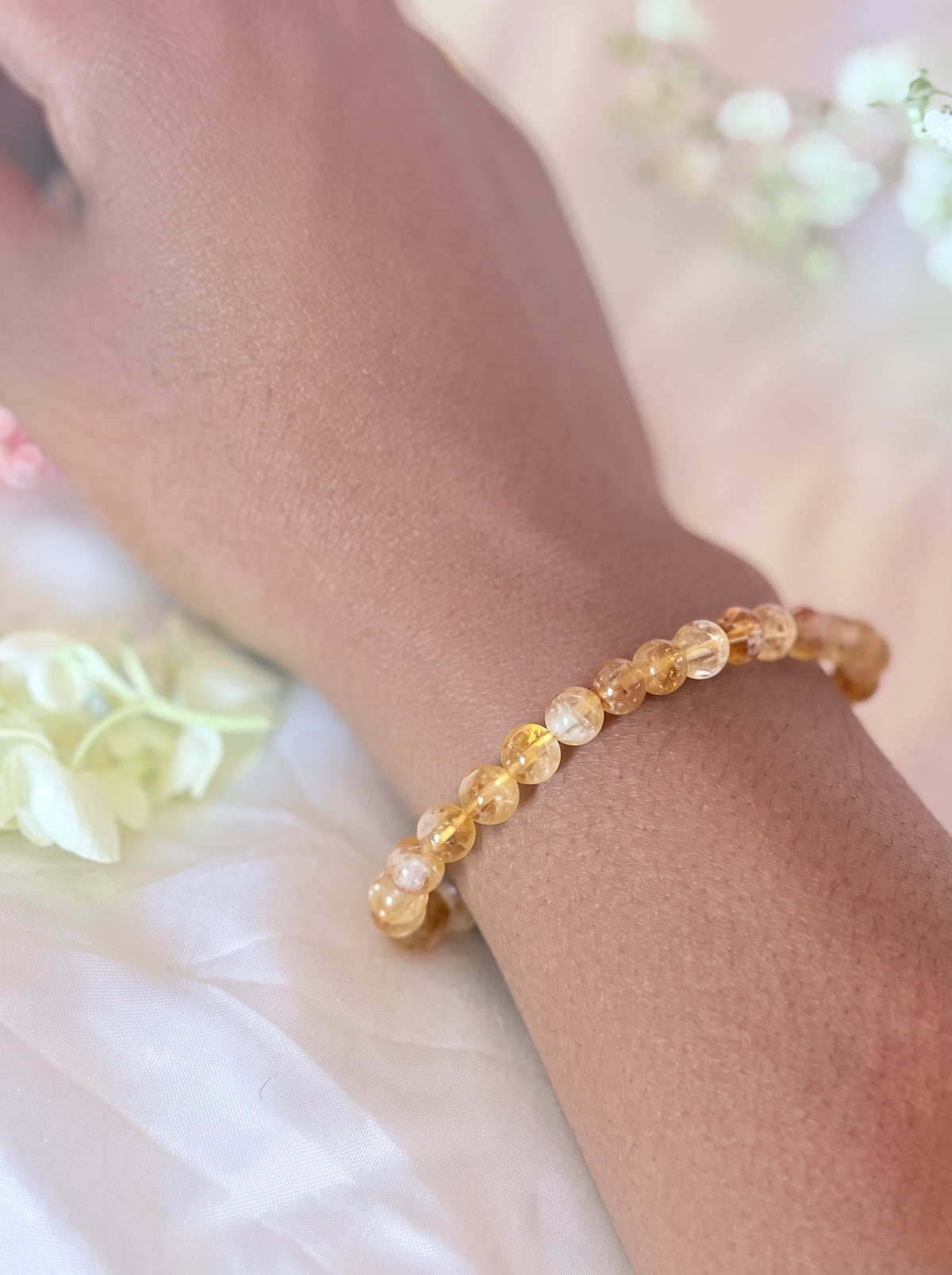 Citrine Crystal Bracelet 6mm, Natural Gemstone, Abundance Jewelry Gift