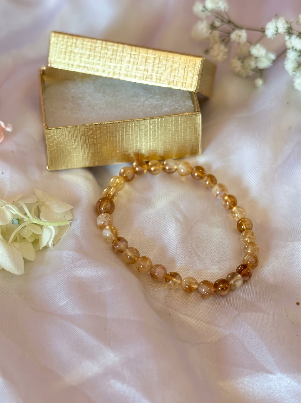 Citrine Crystal Bracelet 6mm, Natural Gemstone, Abundance Jewelry Gift