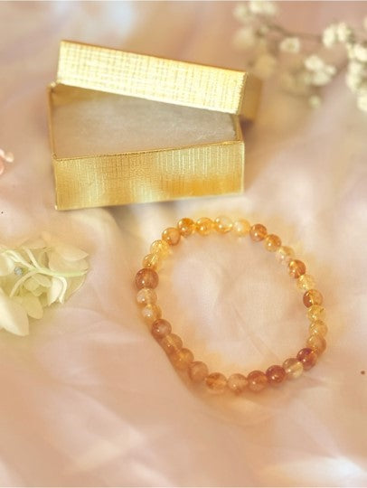 Citrine Crystal Bracelet 6mm, Natural Gemstone, Abundance Jewelry Gift
