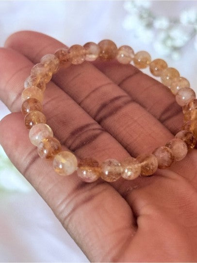 Citrine Crystal Bracelet 6mm, Natural Gemstone, Abundance Jewelry Gift