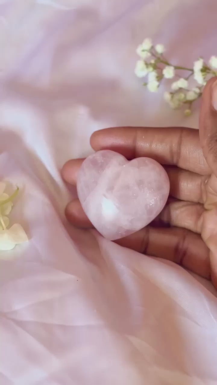 Large Rose Quartz Crystal Heart | Self Love Pink Crystal Palm Stone