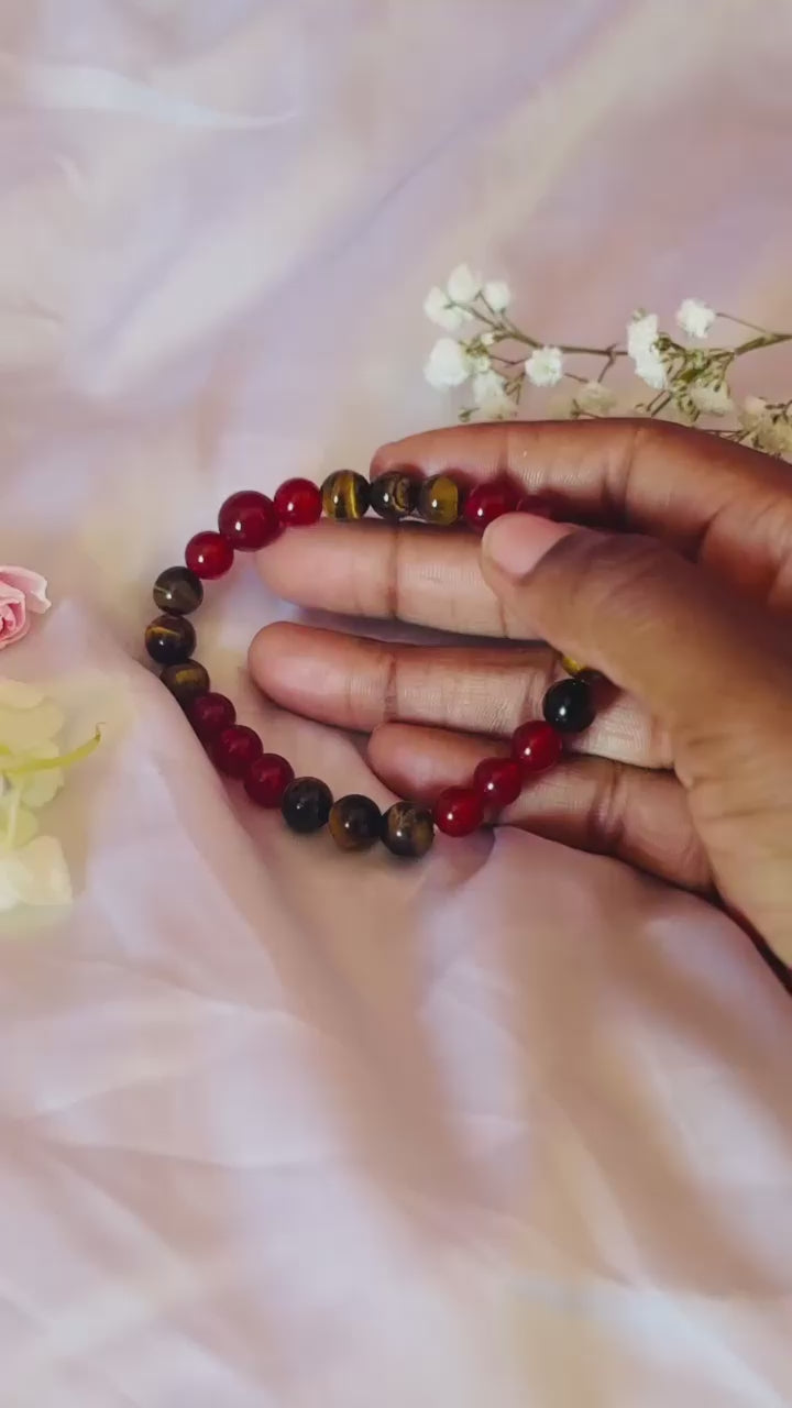 Carnelian & Tiger’s Eye Crystal Bracelet | Confidence Gemstone Jewelry