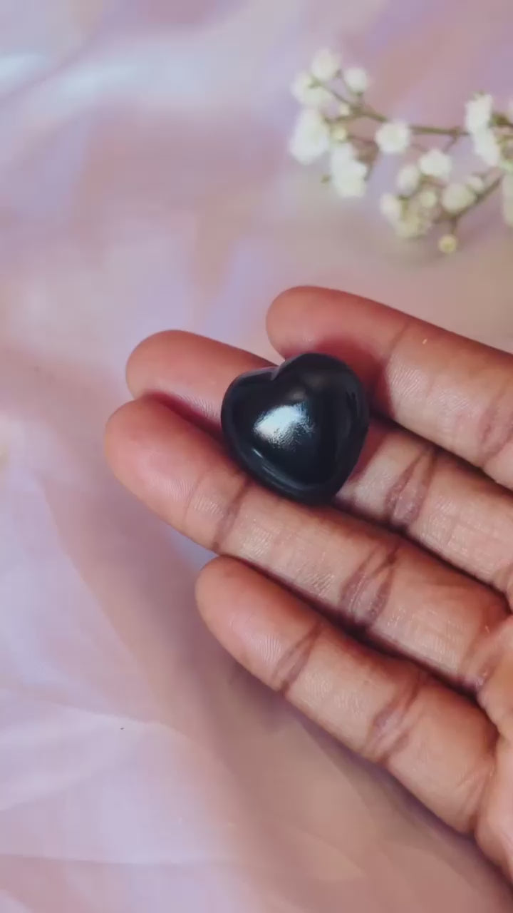 Black Obsidian Crystal Heart | Protection Grounding Pocket Stone