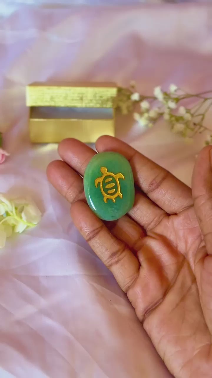 Green Crystal Turtle Totem Stone | Carved Pocket Worry Stone Gift