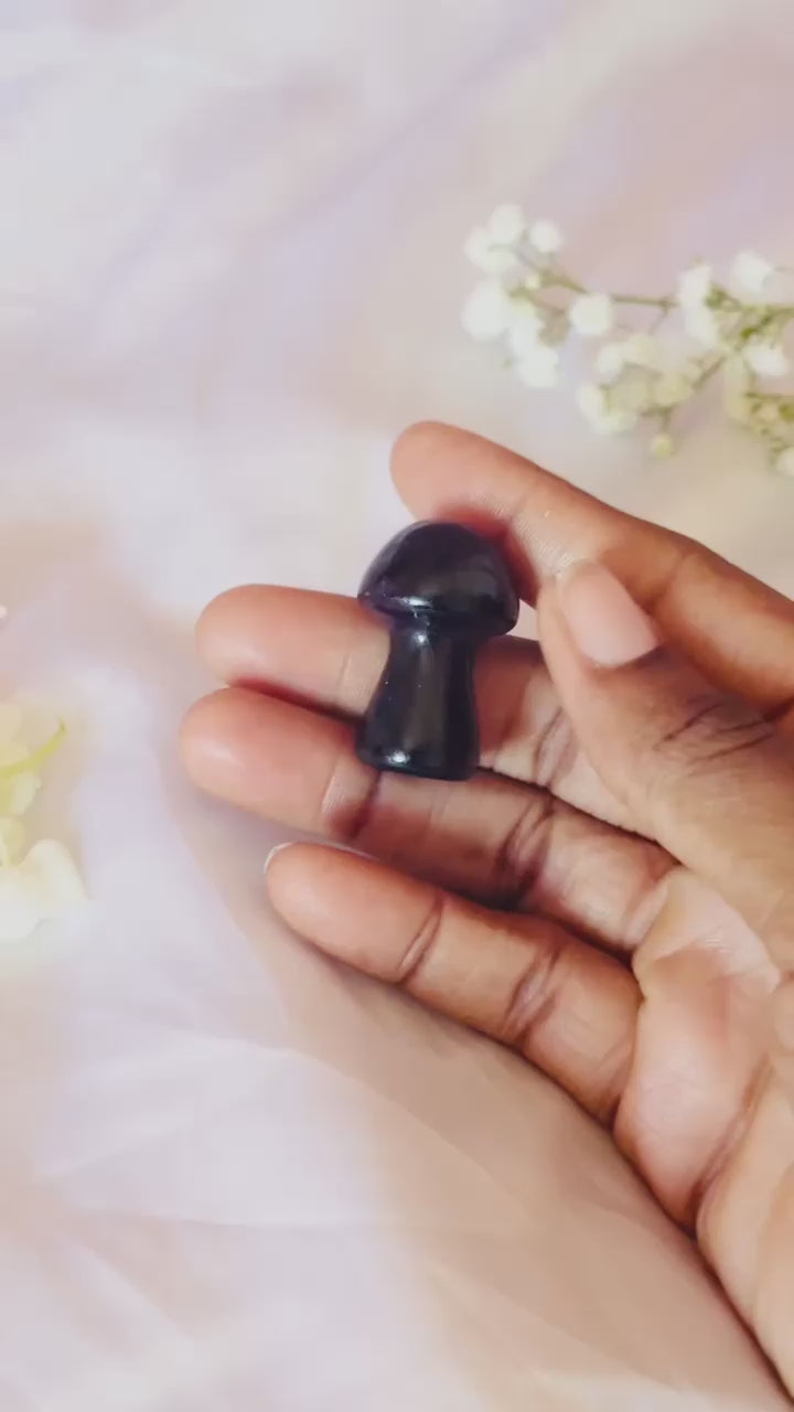 Fluorite Crystal Mushroom | Carved Gemstone Spiritual Pocket Stone